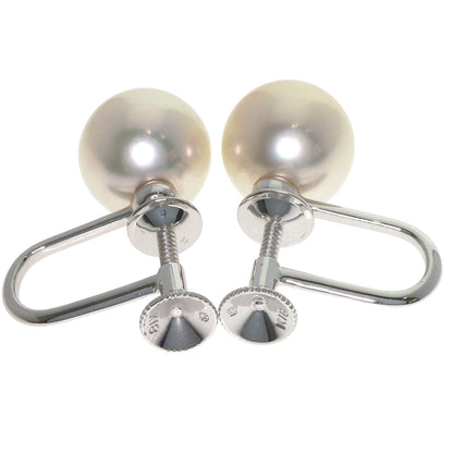 MIKIMOTO Akoya Pearl Earring Set with Pearl M Charm Necklace K18 White Gold Ladies [Used]