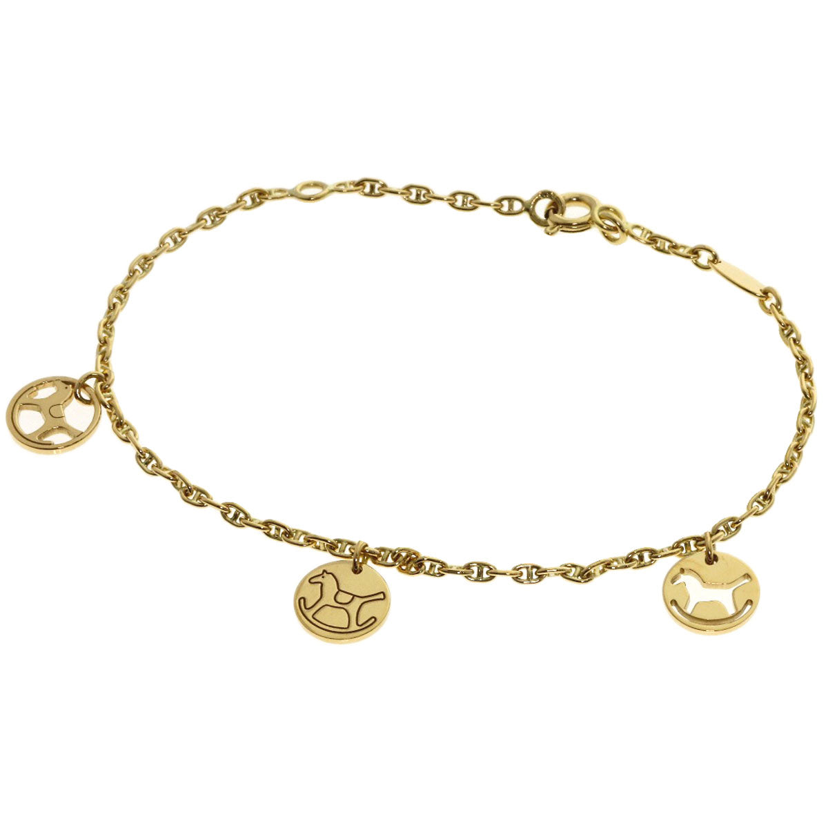 HERMES Dada Rocking Horse Bracelet K18 Yellow Gold Ladies [Used]