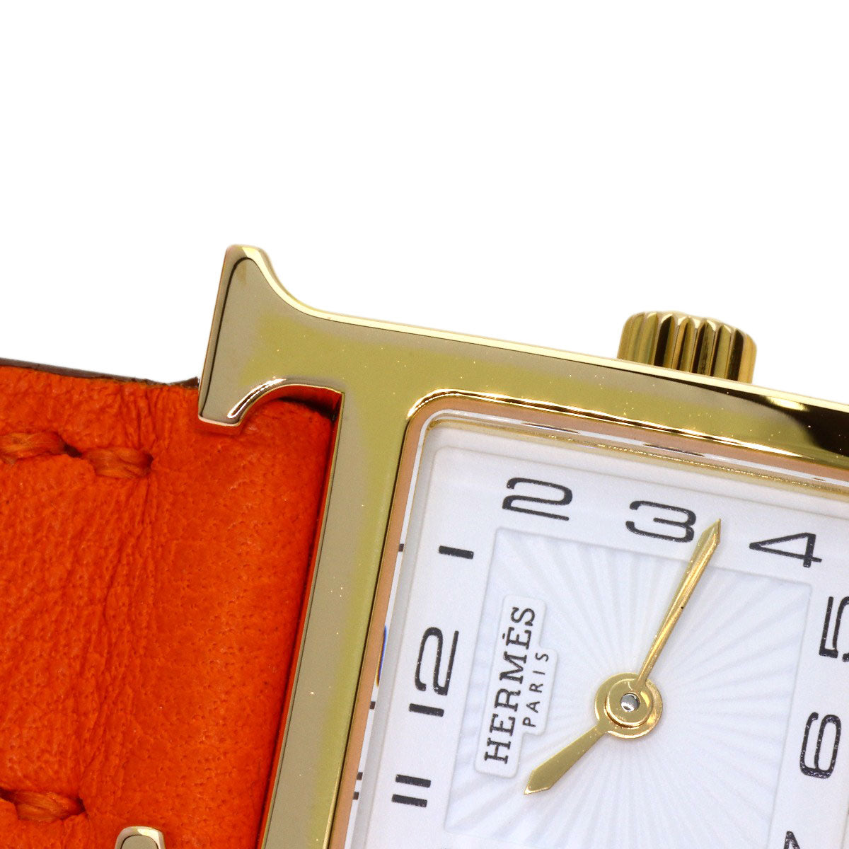 HERMES H Watch Mini Double Tour Watches HH1.101 Gold Plated/Leather Ladies