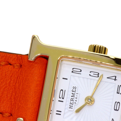 HERMES H Watch Mini Double Tour Watches HH1.101 Gold Plated/Leather Ladies