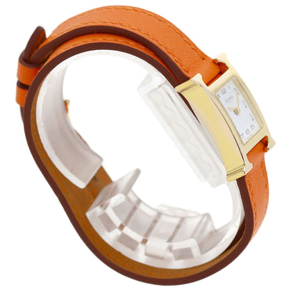 HERMES H Watch Mini Double Tour Watches HH1.101 Gold Plated/Leather Ladies