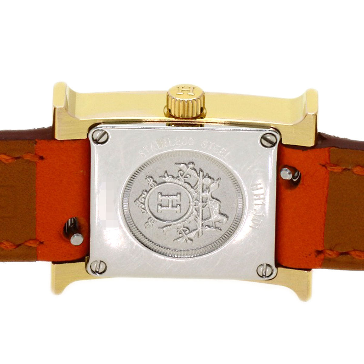 HERMES H Watch Mini Double Tour Watches HH1.101 Gold Plated/Leather Ladies