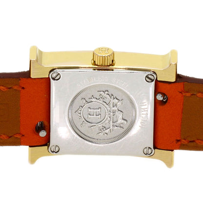 HERMES H Watch Mini Double Tour Watches HH1.101 Gold Plated/Leather Ladies