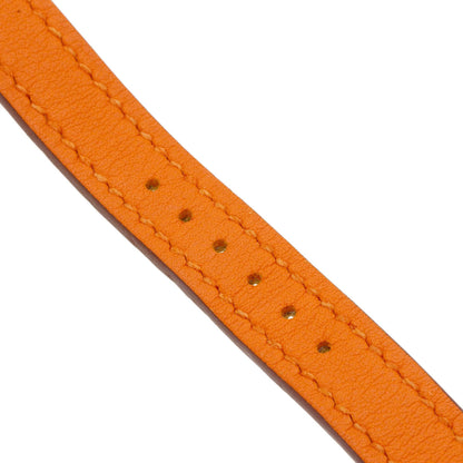 HERMES H Watch Mini Double Tour Watches HH1.101 Gold Plated/Leather Ladies