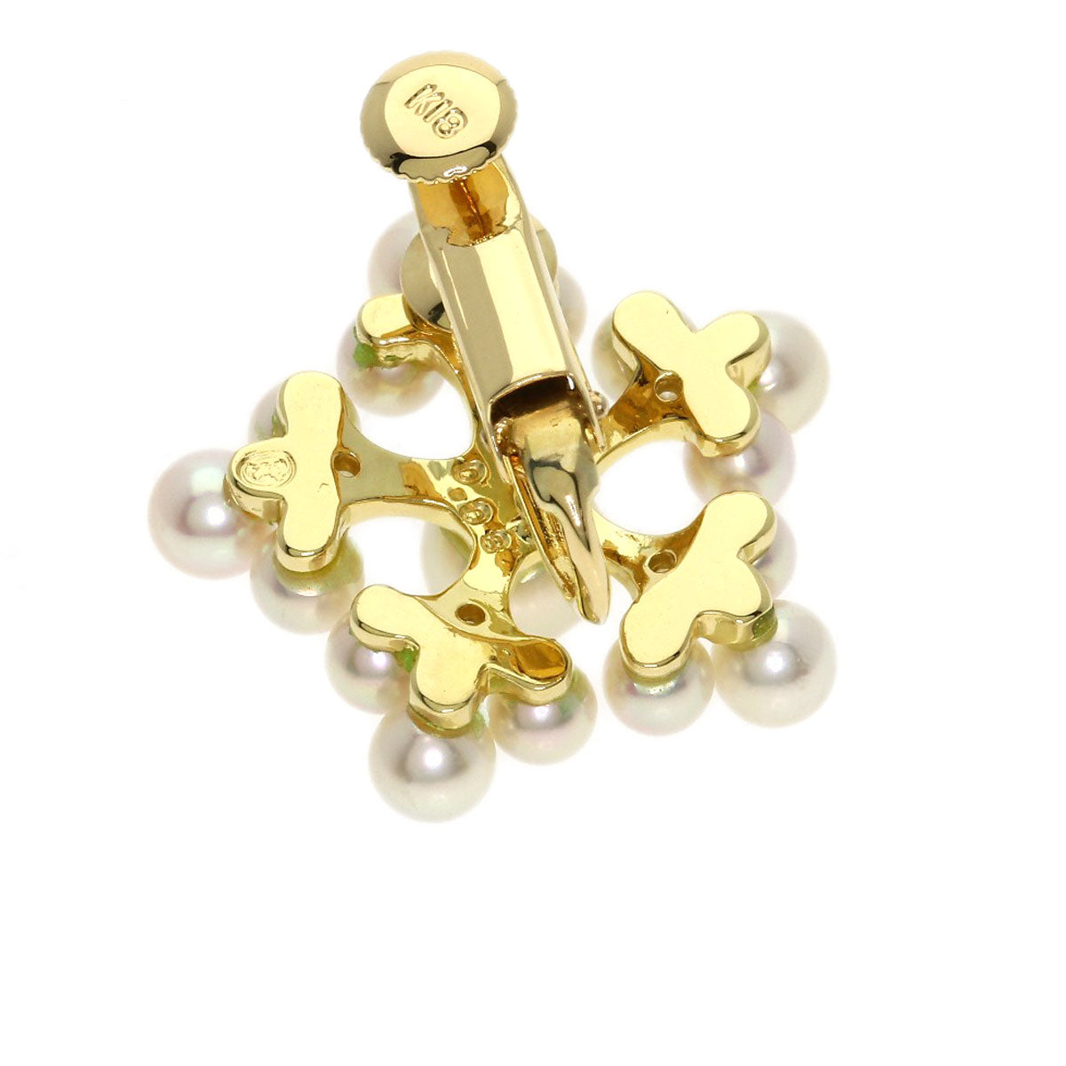 0.08ct Pearl Pearl Diamond Earring K18 Yellow Gold 7.8g　Ladies