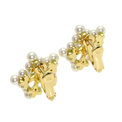 0.08ct Pearl Pearl Diamond Earring K18 Yellow Gold 7.8g　Ladies