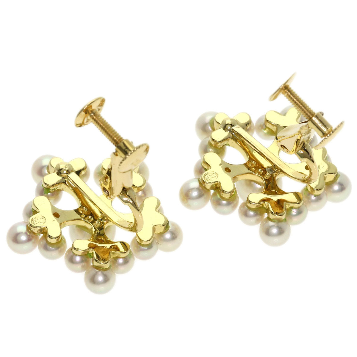 0.08ct Pearl Pearl Diamond Earring K18 Yellow Gold 7.8g　Ladies
