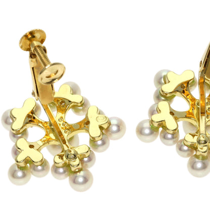0.08ct Pearl Pearl Diamond Earring K18 Yellow Gold 7.8g　Ladies