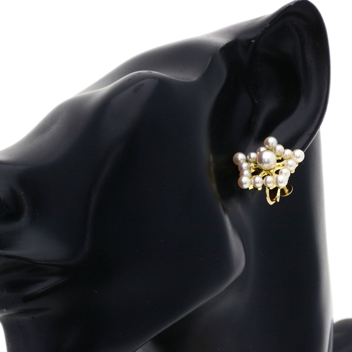 0.08ct Pearl Pearl Diamond Earring K18 Yellow Gold 7.8g　Ladies