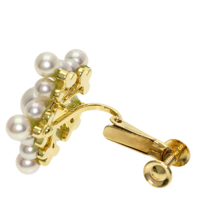 0.08ct Pearl Pearl Diamond Earring K18 Yellow Gold 7.8g　Ladies