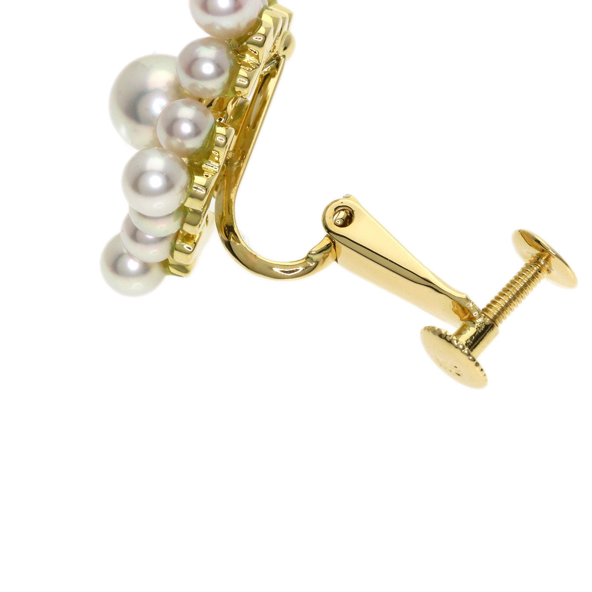 0.08ct Pearl Pearl Diamond Earring K18 Yellow Gold 7.8g　Ladies