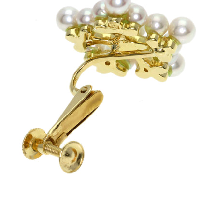 0.08ct Pearl Pearl Diamond Earring K18 Yellow Gold 7.8g　Ladies