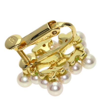 0.08ct Pearl Pearl Diamond Earring K18 Yellow Gold 7.8g　Ladies