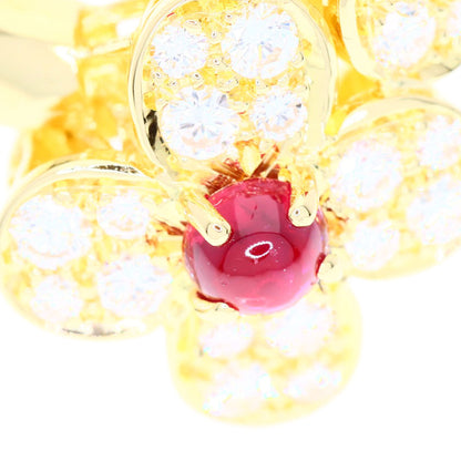 Van Cleef & Arpels Trefle Diamond Ruby Ring K18 Yellow Gold Ladies [Used]