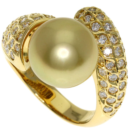 1ct GoldPearl Pearl Diamond Ring K18 Yellow Gold 10g　Ladies
