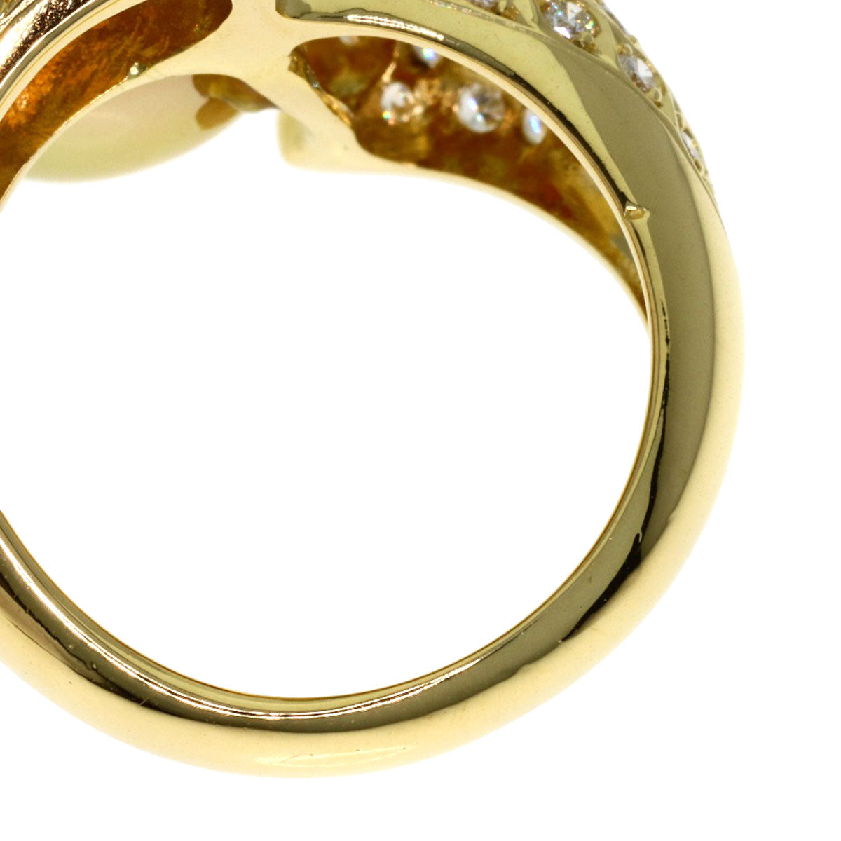 1ct GoldPearl Pearl Diamond Ring K18 Yellow Gold 10g　Ladies