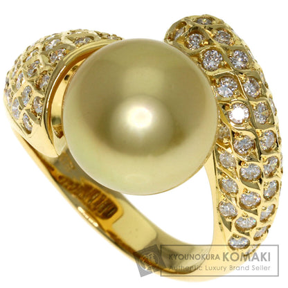 1ct GoldPearl Pearl Diamond Ring K18 Yellow Gold 10g　Ladies