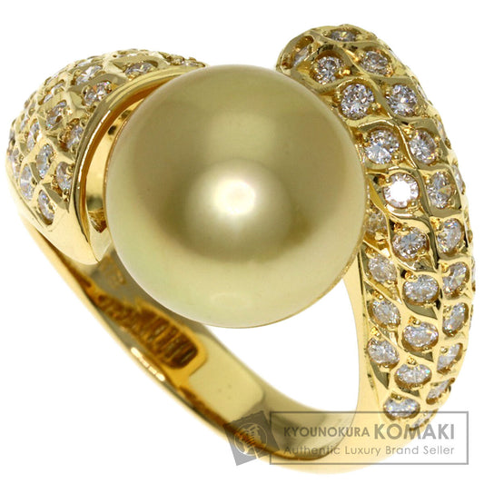 1ct GoldPearl Pearl Diamond Ring K18 Yellow Gold 10g　Ladies