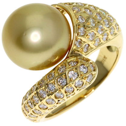 1ct GoldPearl Pearl Diamond Ring K18 Yellow Gold 10g　Ladies
