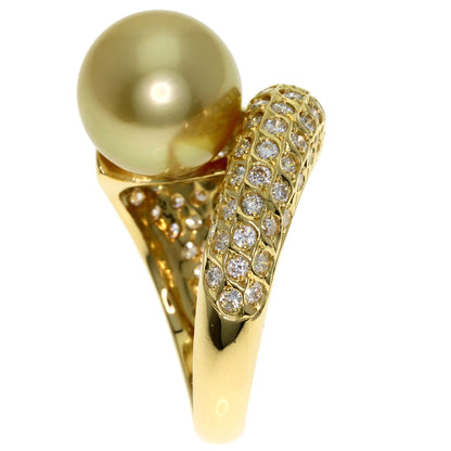 1ct GoldPearl Pearl Diamond Ring K18 Yellow Gold 10g　Ladies
