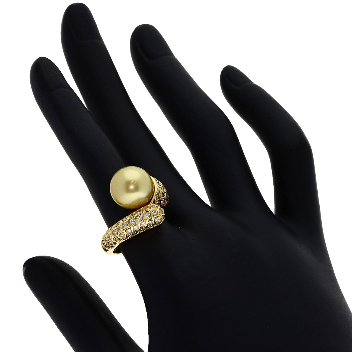 1ct GoldPearl Pearl Diamond Ring K18 Yellow Gold 10g　Ladies