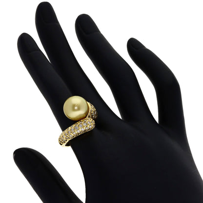 1ct GoldPearl Pearl Diamond Ring K18 Yellow Gold 10g　Ladies