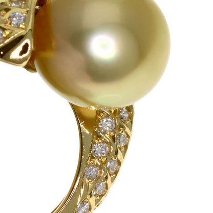 1ct GoldPearl Pearl Diamond Ring K18 Yellow Gold 10g　Ladies