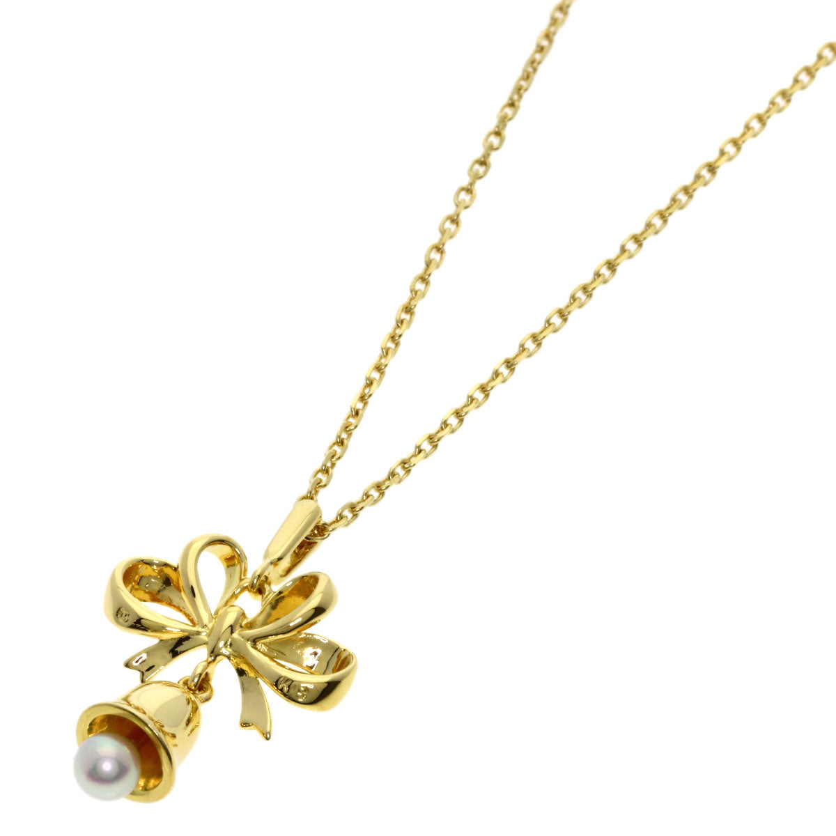 MIKIMOTO Bell Ribbon Motif Pearl Pearl Necklace K18 Yellow Gold Ladies [Used]