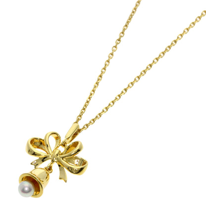 MIKIMOTO Bell Ribbon Motif Pearl Pearl Necklace K18 Yellow Gold Ladies [Used]