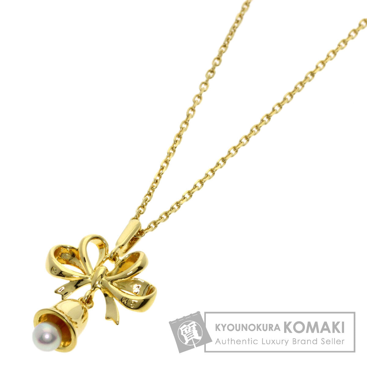 MIKIMOTO Bell Ribbon Motif Pearl Pearl Necklace K18 Yellow Gold Ladies [Used]