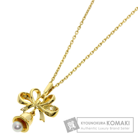 MIKIMOTO Bell Ribbon Motif Pearl Pearl Necklace K18 Yellow Gold Ladies [Used]