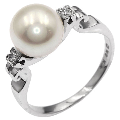 MIKIMOTO Pearl Pearl Diamond Ring K14 White Gold Ladies [Used]