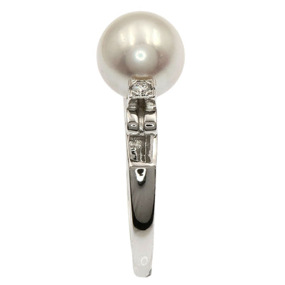 MIKIMOTO Pearl Pearl Diamond Ring K14 White Gold Ladies [Used]