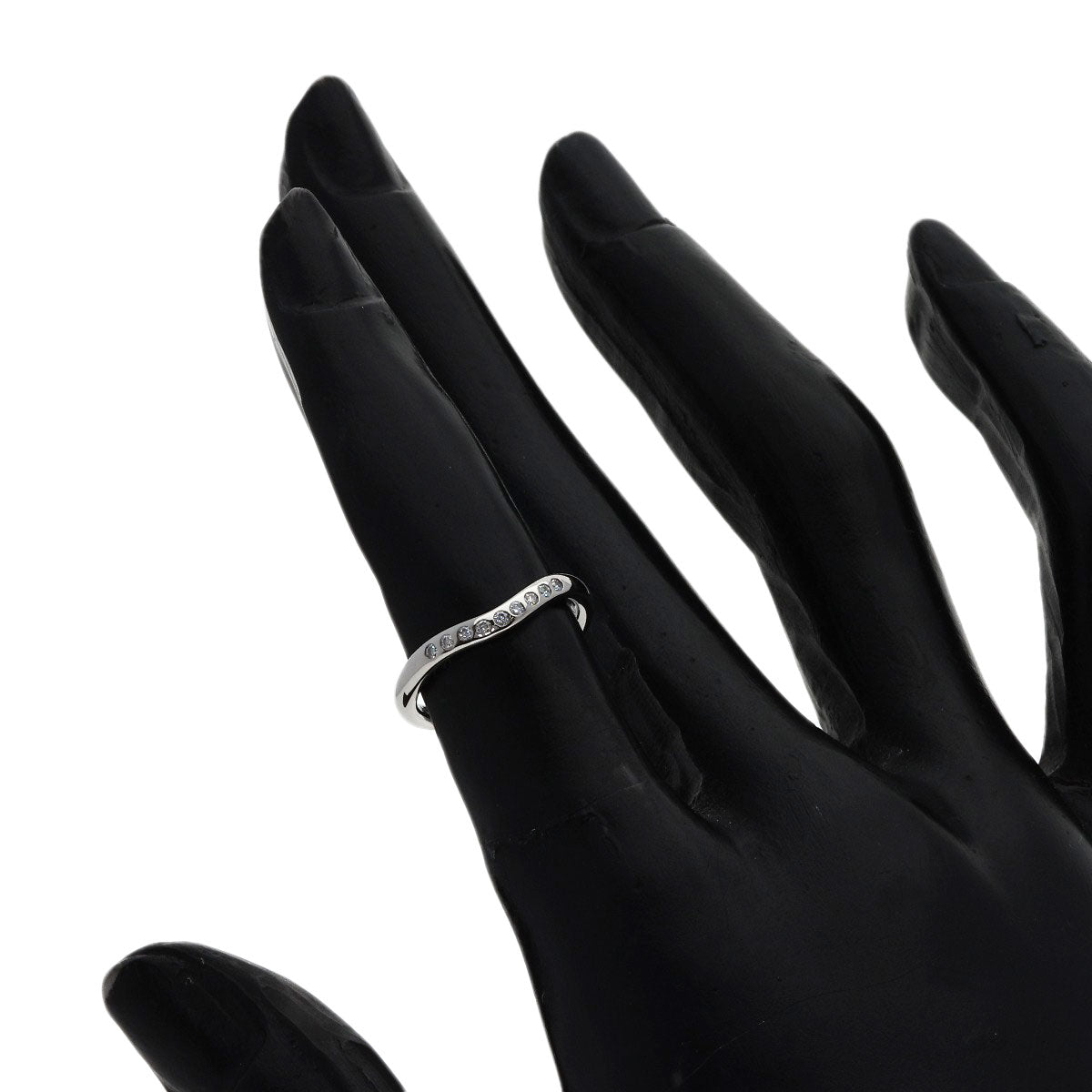 TIFFANY&Co. Curved Band Pave Diamond Ring Platinum PT950 Ladies [Used]