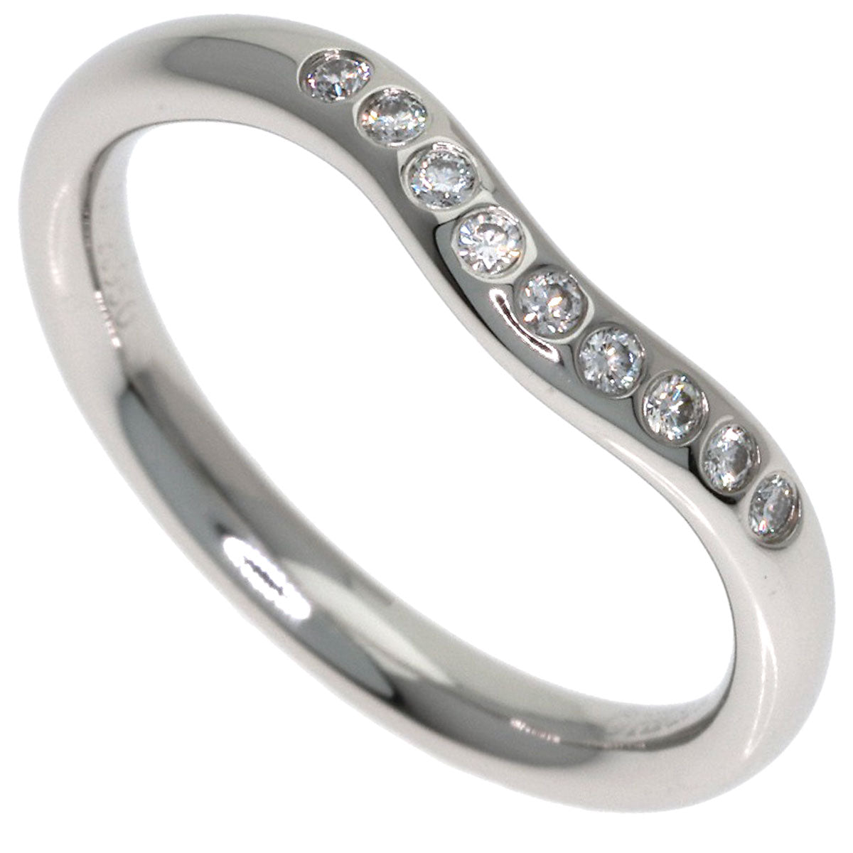 TIFFANY&Co. Curved band Diamond Ring Platinum PT950 Ladies [Used]