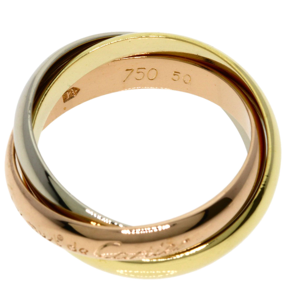 CARTIER Trinity 3 color # 50 Ring K18 Yellow Gold 18K Pink GoldLadies [Used]