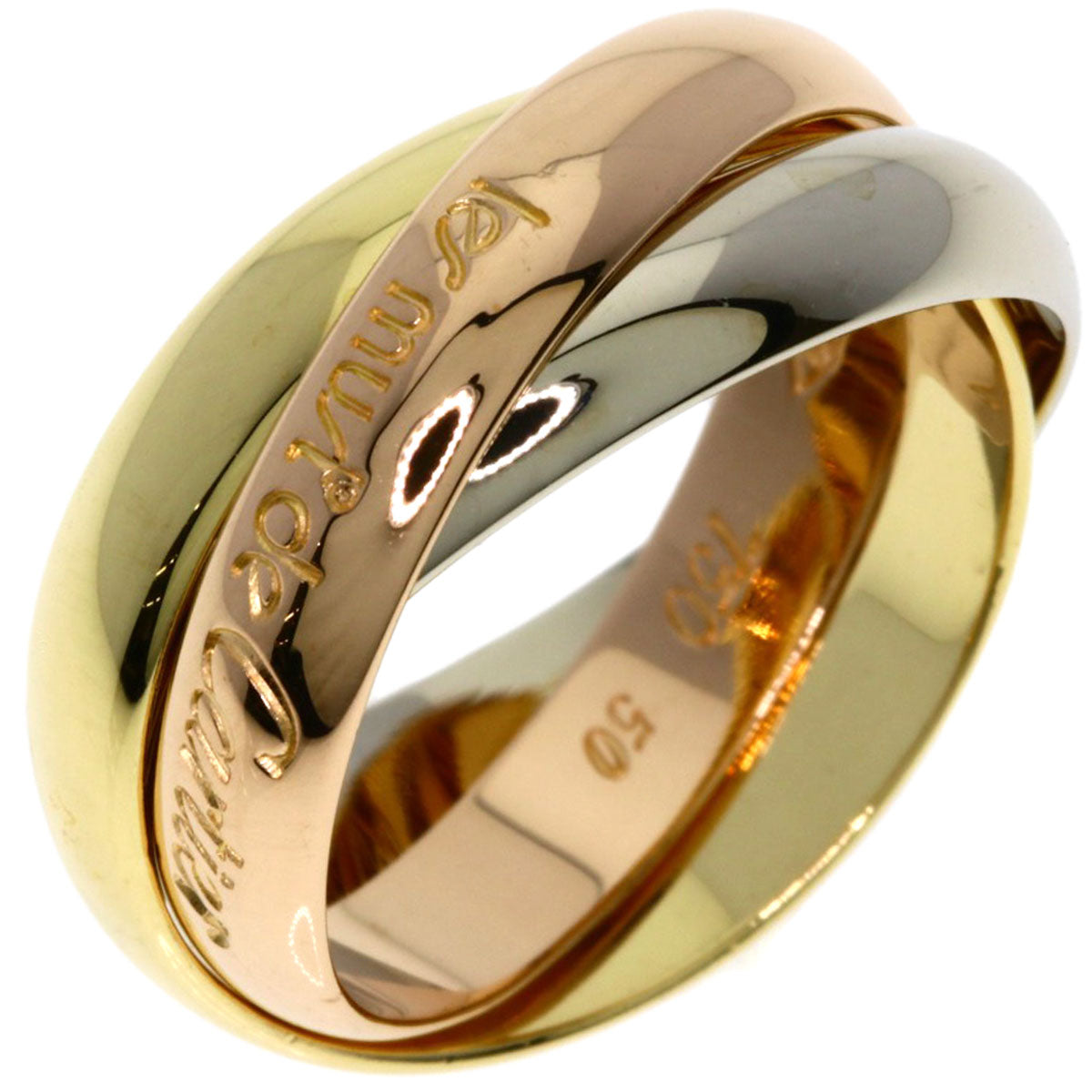 CARTIER Trinity 3 color # 50 Ring K18 Yellow Gold 18K Pink GoldLadies [Used]