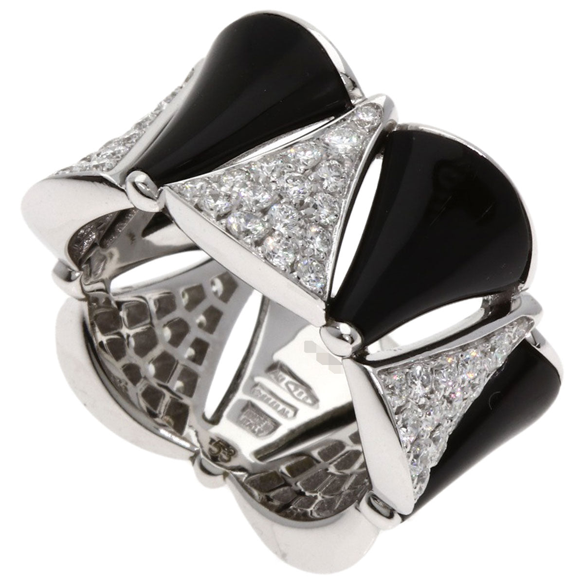 BVLGARI Diva Dream Diamond Onyx #53 Ring K18 White Gold Ladies [Used]