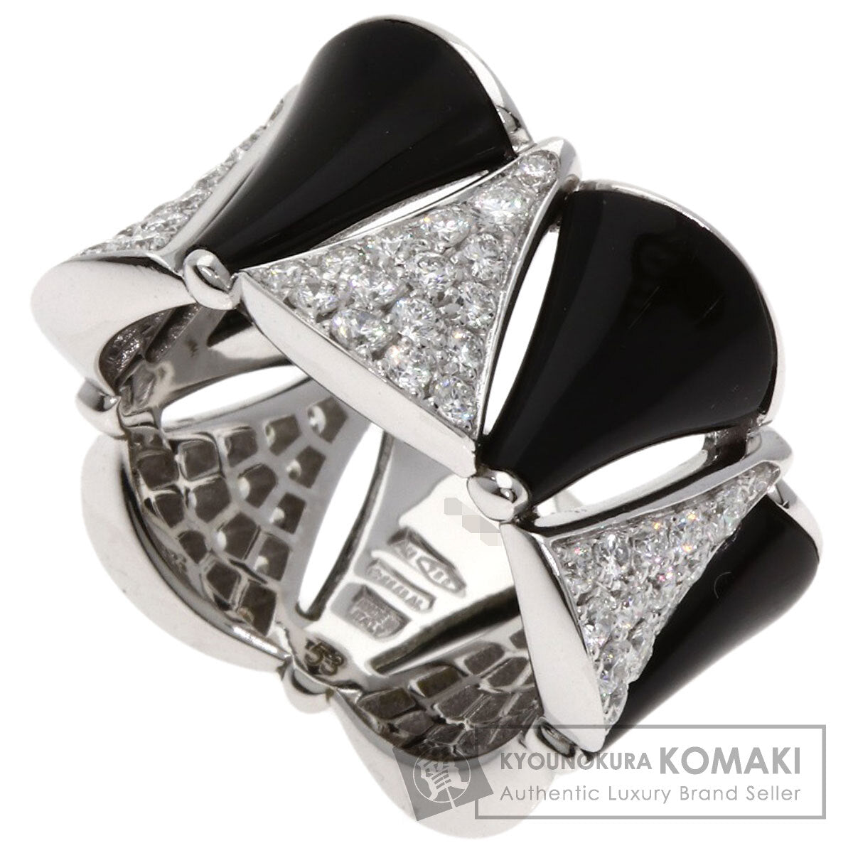 BVLGARI Diva Dream Diamond Onyx #53 Ring K18 White Gold Ladies [Used]