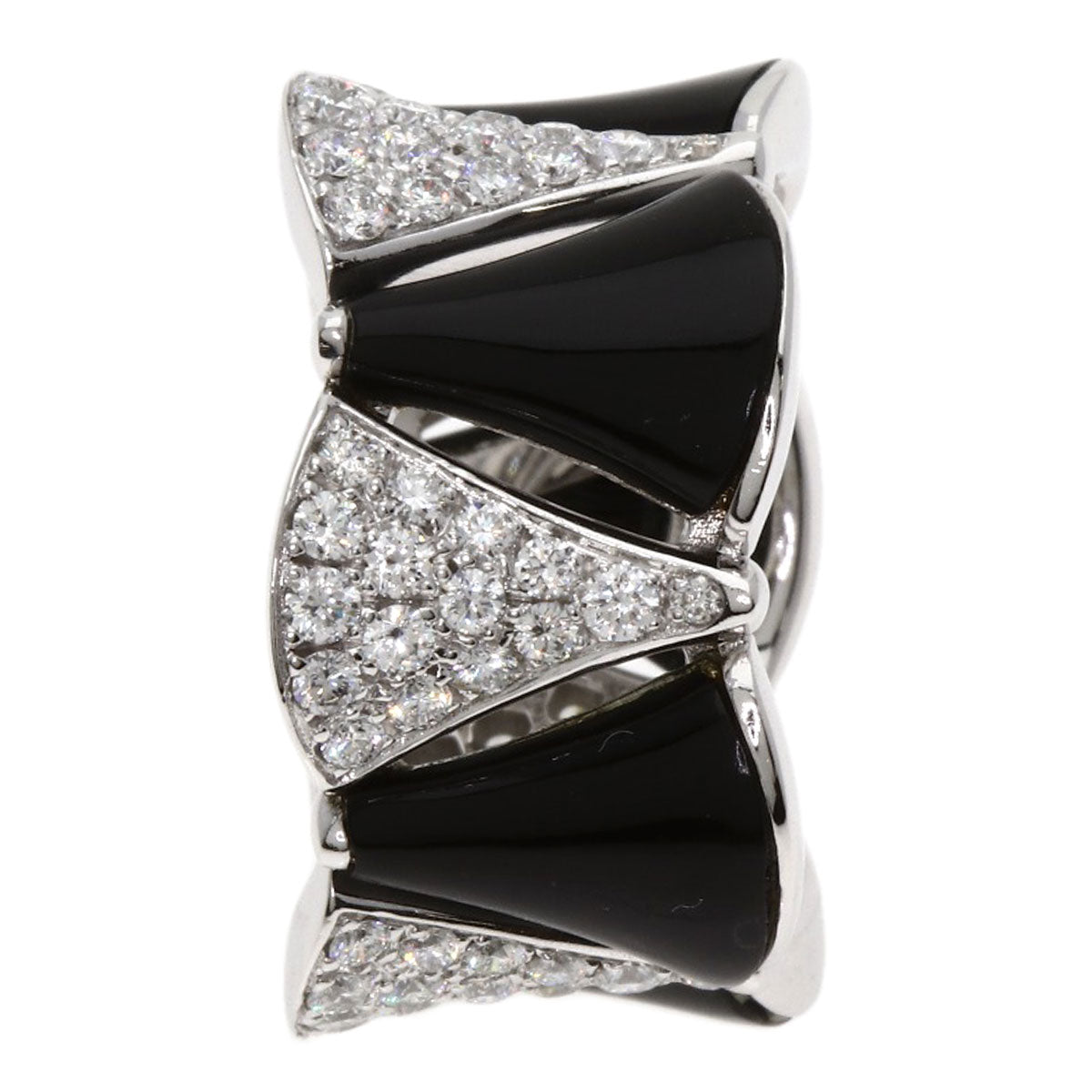 BVLGARI Diva Dream Diamond Onyx #53 Ring K18 White Gold Ladies [Used]