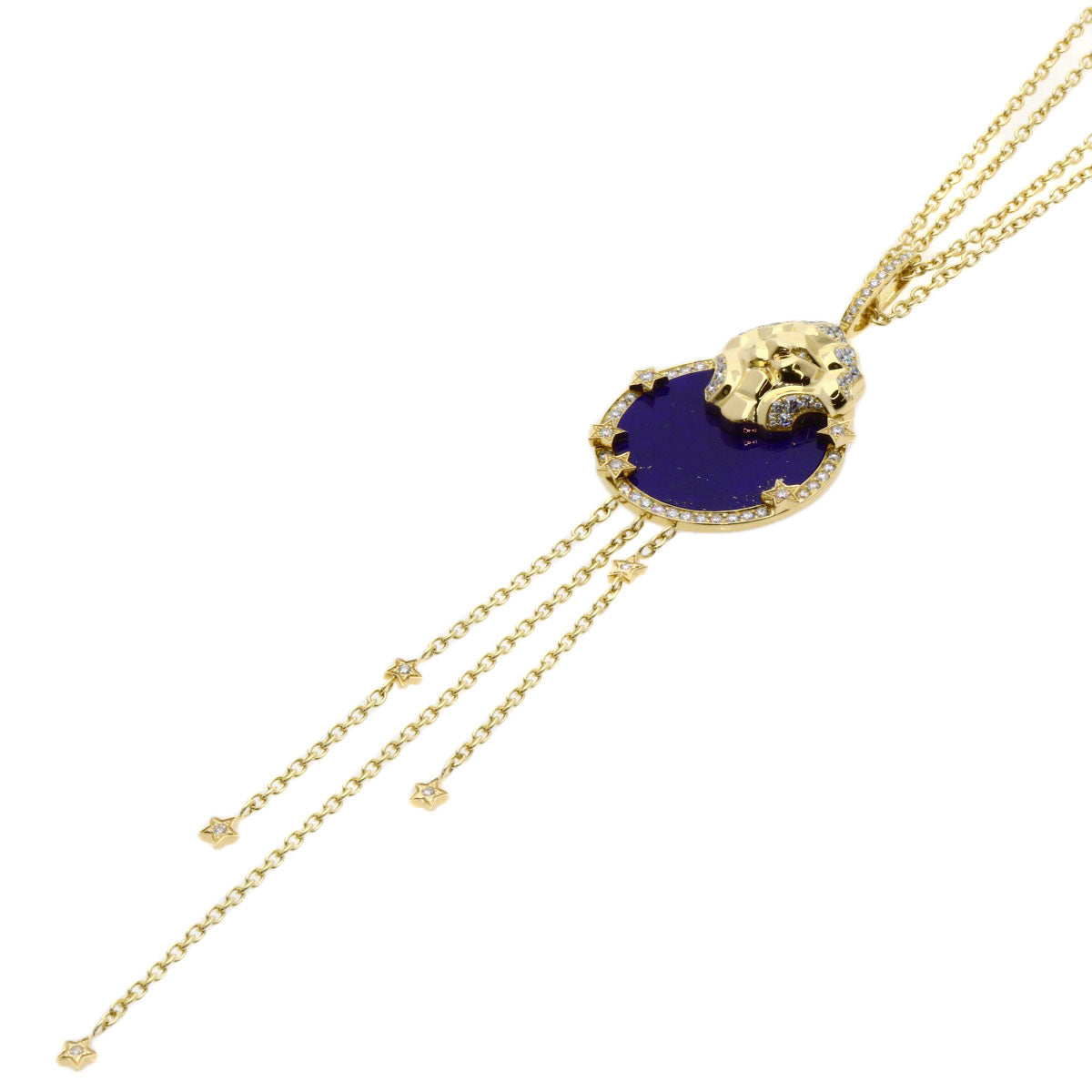 CHANEL Soulscy Nudurion Lapis Lazuli & Azure Stone Diamond Necklace K18 Yellow Gold Ladies [Used]