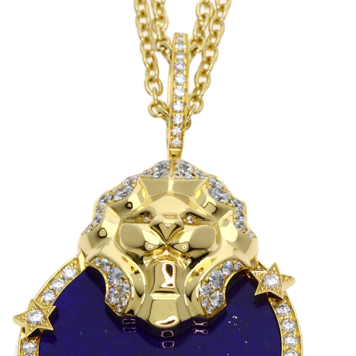 CHANEL Soulscy Nudurion Lapis Lazuli & Azure Stone Diamond Necklace K18 Yellow Gold Ladies [Used]