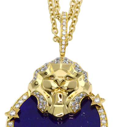 CHANEL Soulscy Nudurion Lapis Lazuli & Azure Stone Diamond Necklace K18 Yellow Gold Ladies [Used]