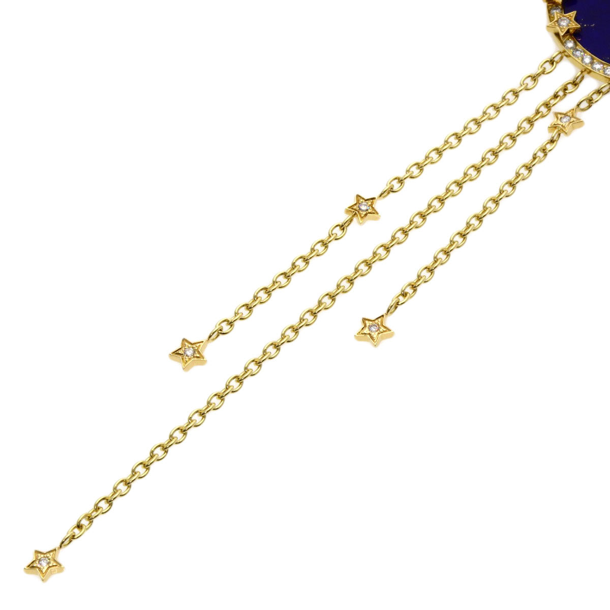 CHANEL Soulscy Nudurion Lapis Lazuli & Azure Stone Diamond Necklace K18 Yellow Gold Ladies [Used]