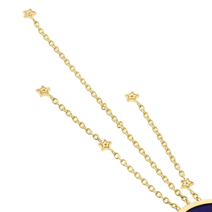 CHANEL Soulscy Nudurion Lapis Lazuli & Azure Stone Diamond Necklace K18 Yellow Gold Ladies [Used]