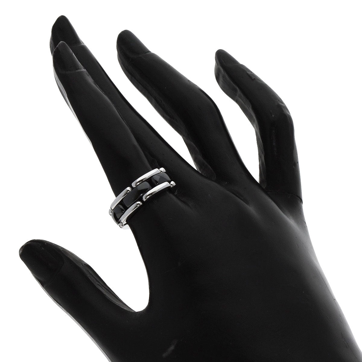 CHANEL Ultra Black ceramic #49 Ring K18 White Gold Ladies [Used]