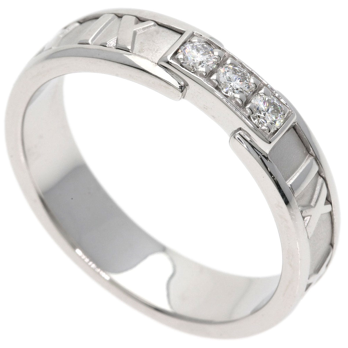 TIFFANY&Co. Atlas 3P Diamond Ring K18 White Gold unisex [Used]