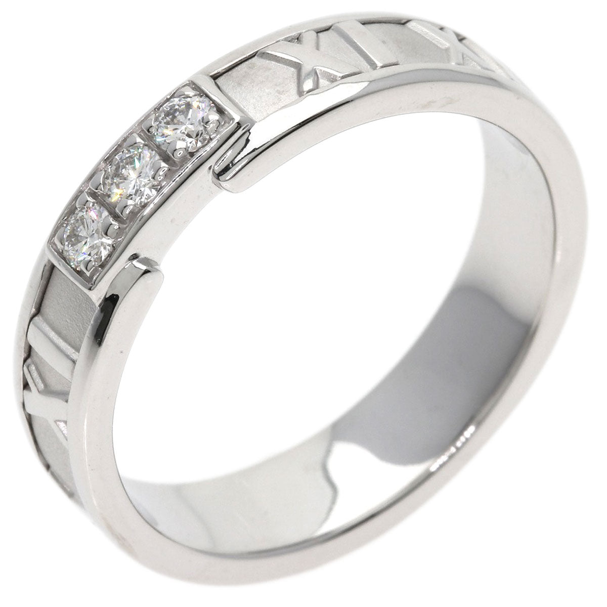 TIFFANY&Co. Atlas 3P Diamond Ring K18 White Gold unisex [Used]