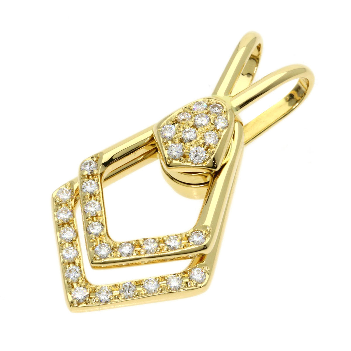 WALTHAM swing diamond Pendant top K18 Yellow Gold Ladies [Used]