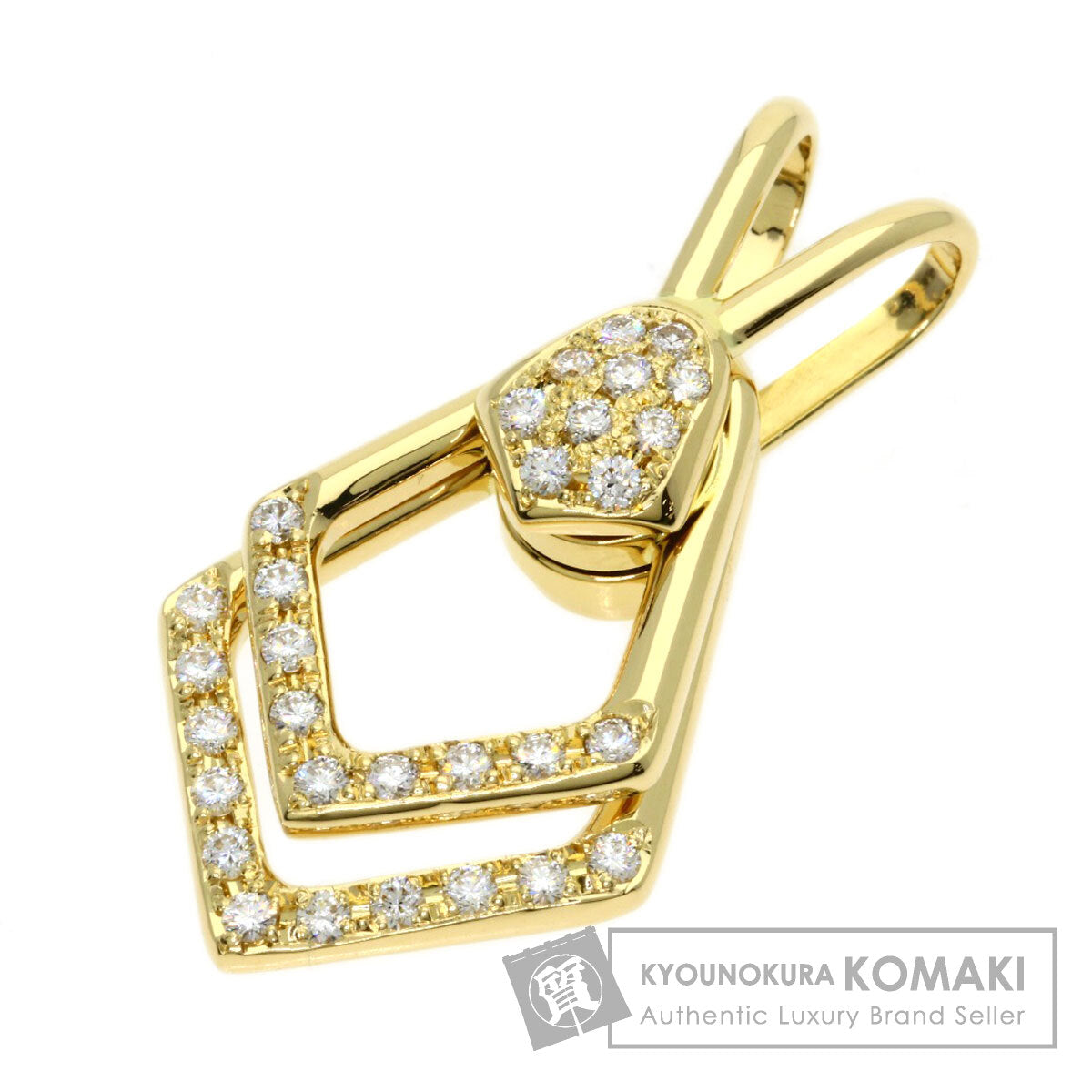 WALTHAM swing diamond Pendant top K18 Yellow Gold Ladies [Used]
